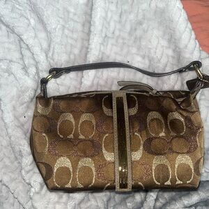 Coach Brown and Gold Wristlet